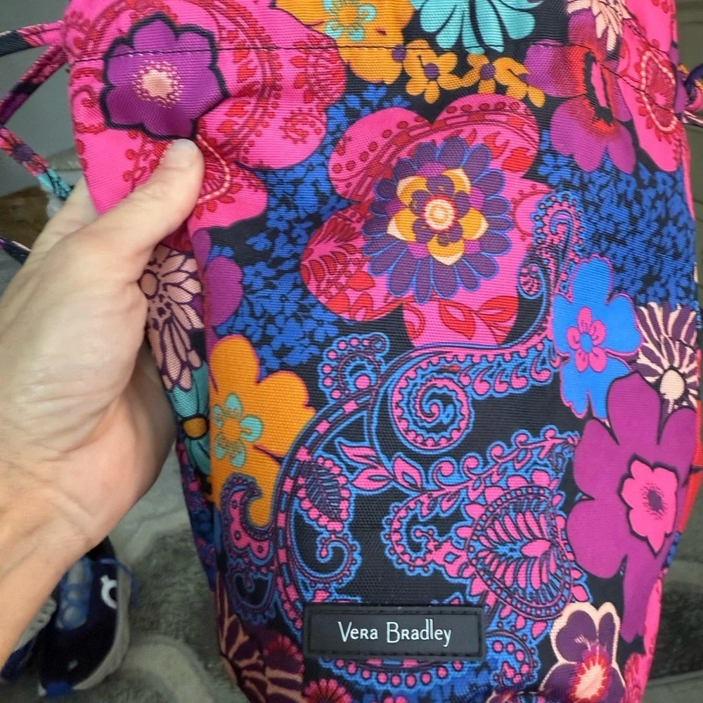 Vera Bradley Vibrant Floral Cosmetic Bag - Pink and Blue